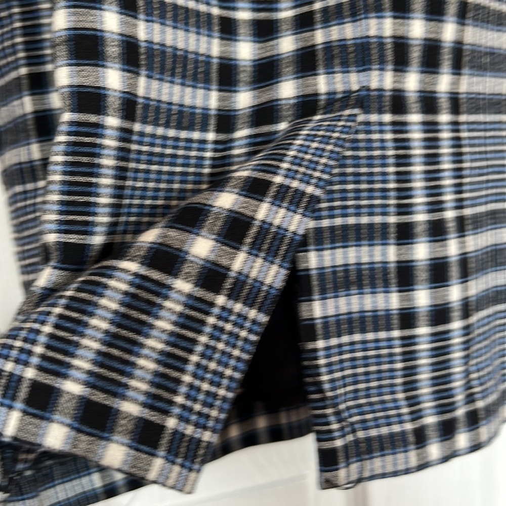 Basque Womens Midi Dress Blue Black plaid Size 10 Cap Sleeves Cotton Blend NWT - Picture 7 of 15
